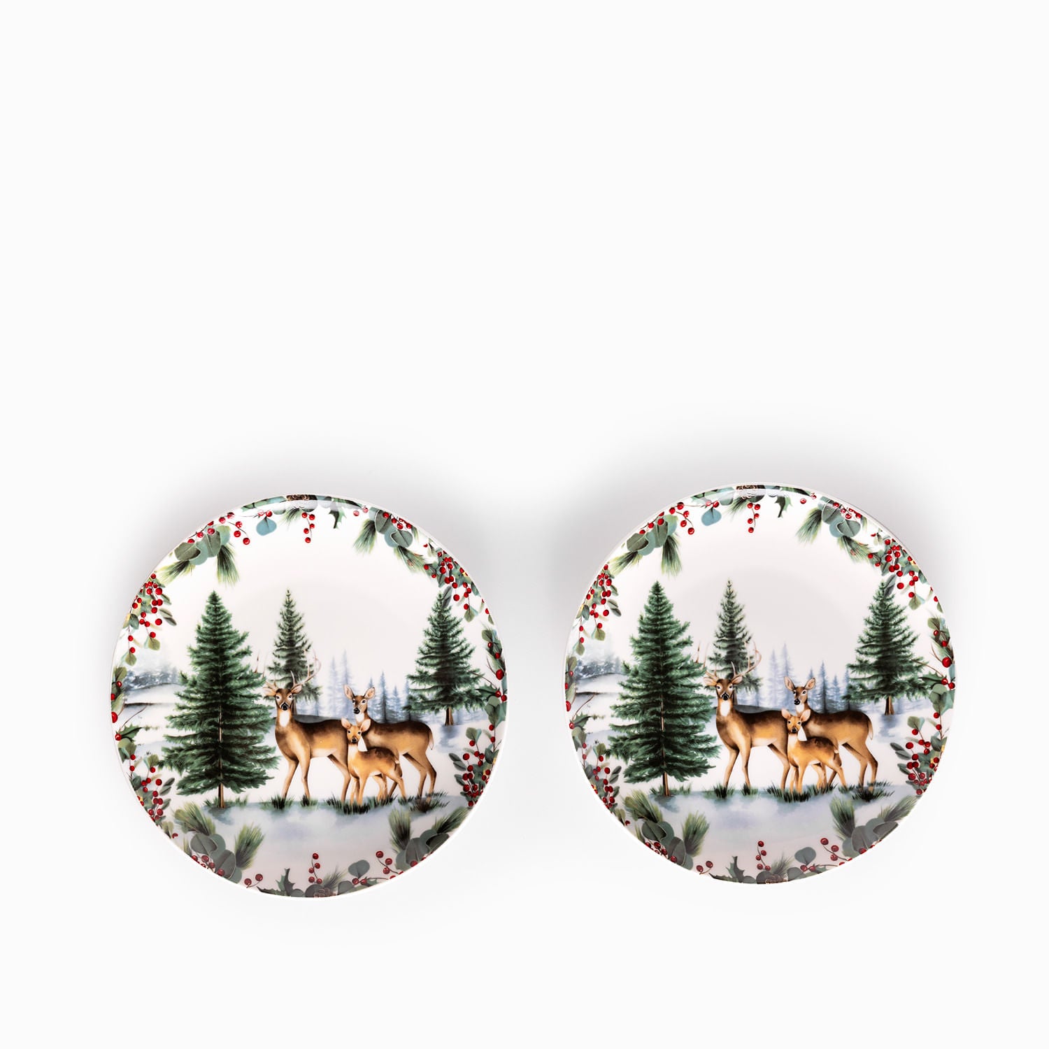 Plato mediano Navidad Silvestre Forest 20cm set x2