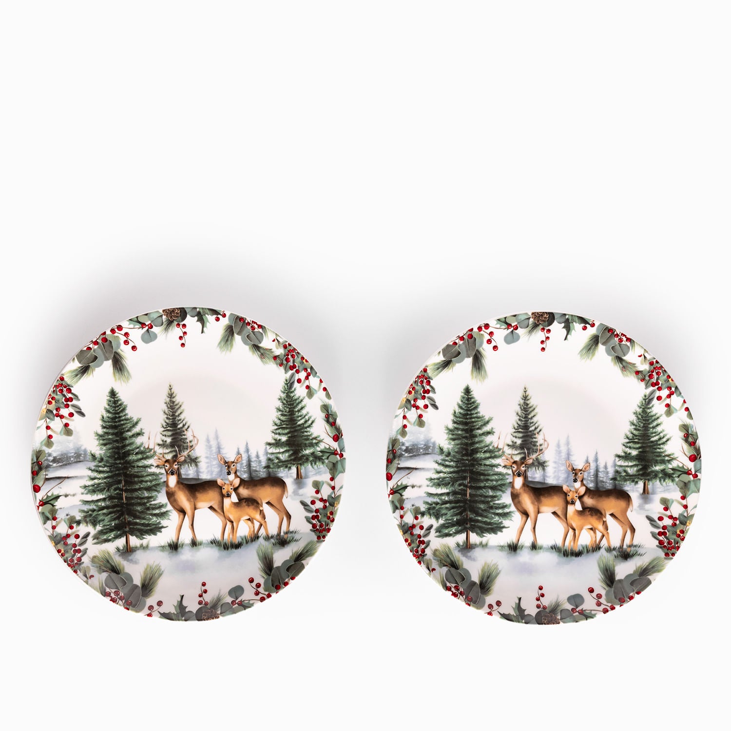 Plato principal Navidad Silvestre Forest 25cm set x2