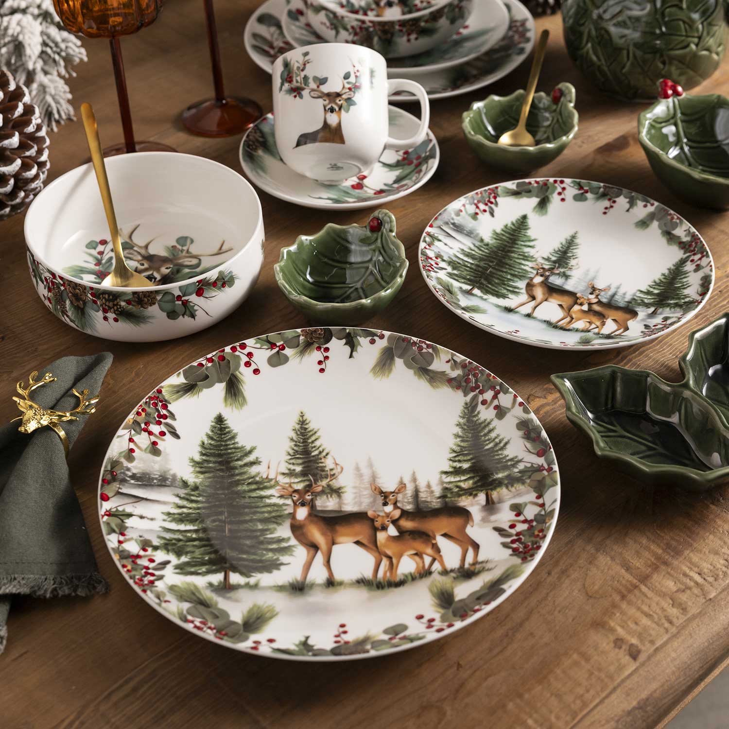 Plato mediano Navidad Silvestre Forest 20cm set x2