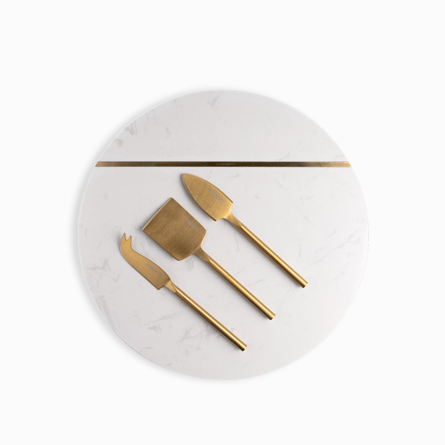 Tabla Redonda Y Cuchillos Para Queso Set X4