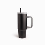 Termo Doble Pared Negro Con Pitillo Y Manija 900Ml