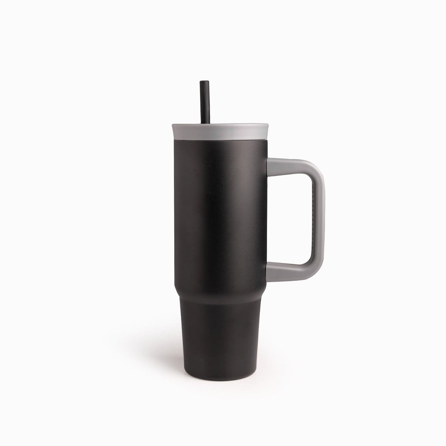 Termo Doble Pared Negro Con Pitillo Y Manija 900Ml