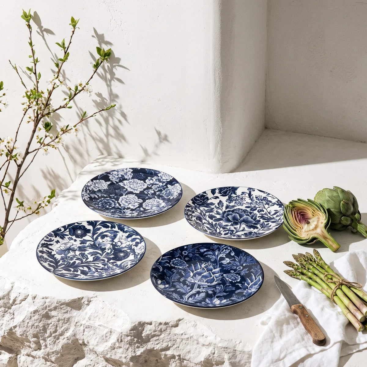 Plato principal jardín índigo 21cm set x4