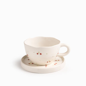 Pocillo y plato cereza 250ml