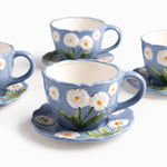 Pocillo y plato margarita 350ml set x4