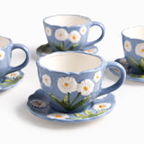 Pocillo y plato margarita 350ml set x4