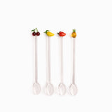 Cucharas de vidrio frutas set x4