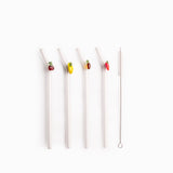 Pitillos de vidrio frutas set x4