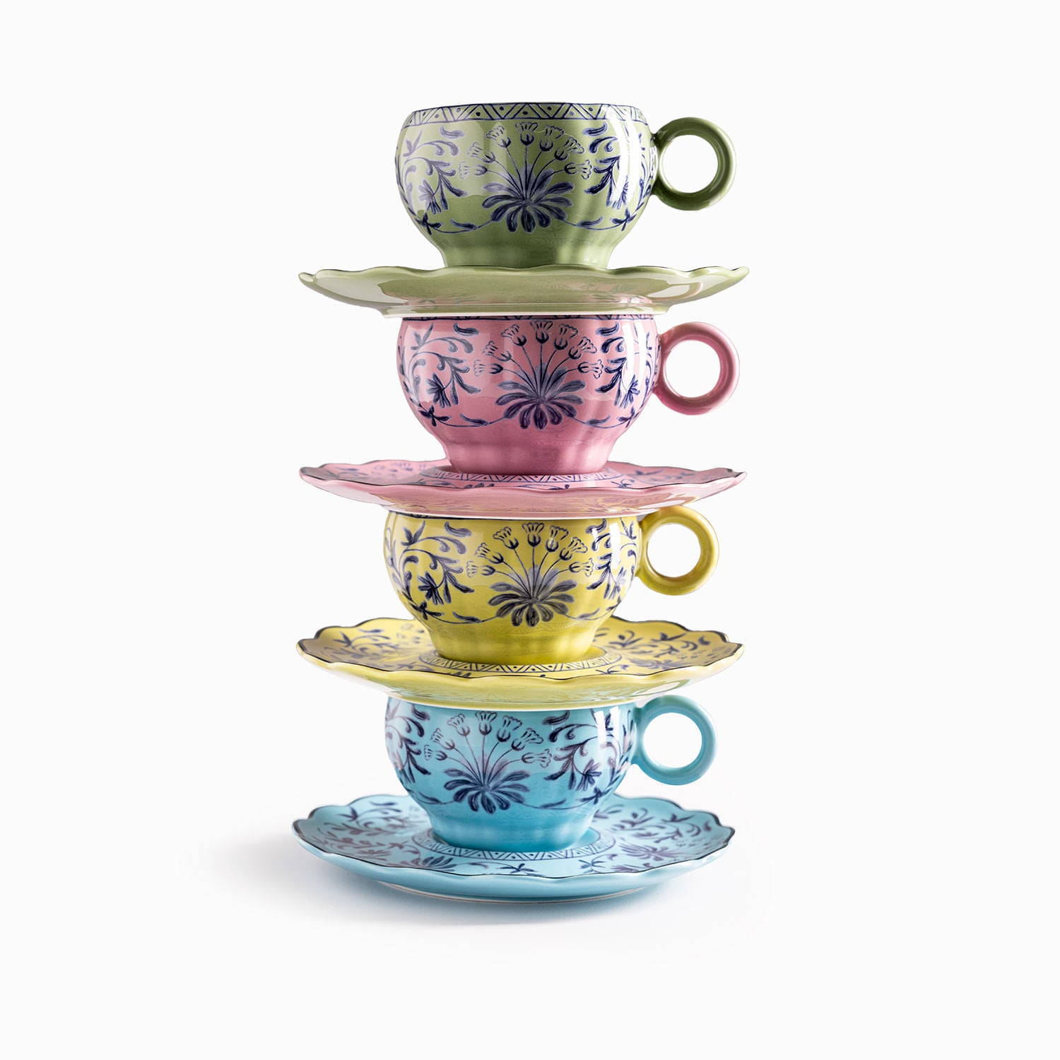 Pocillo y plato Versalles set x4