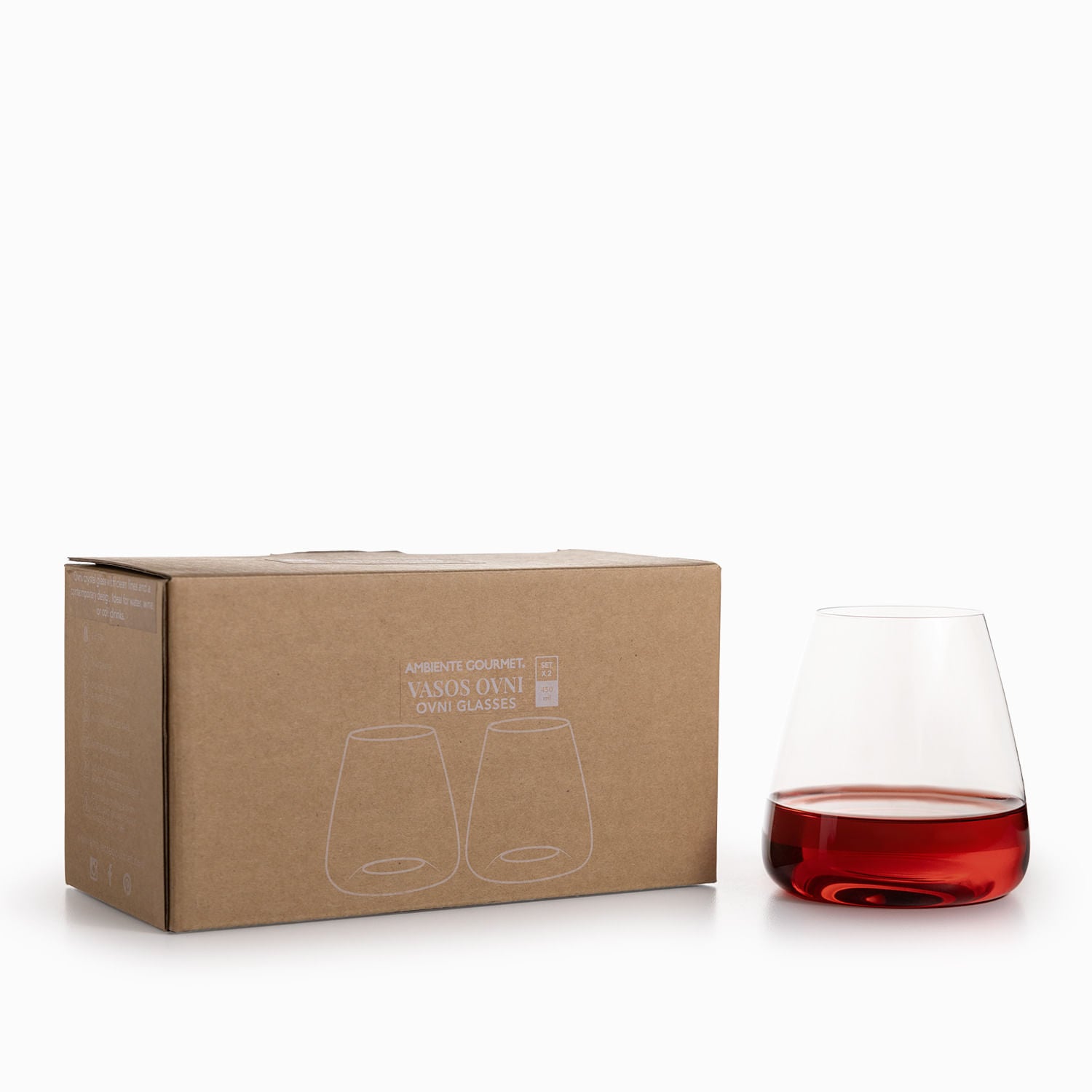 Vaso ovni en cristal 450ml set x2