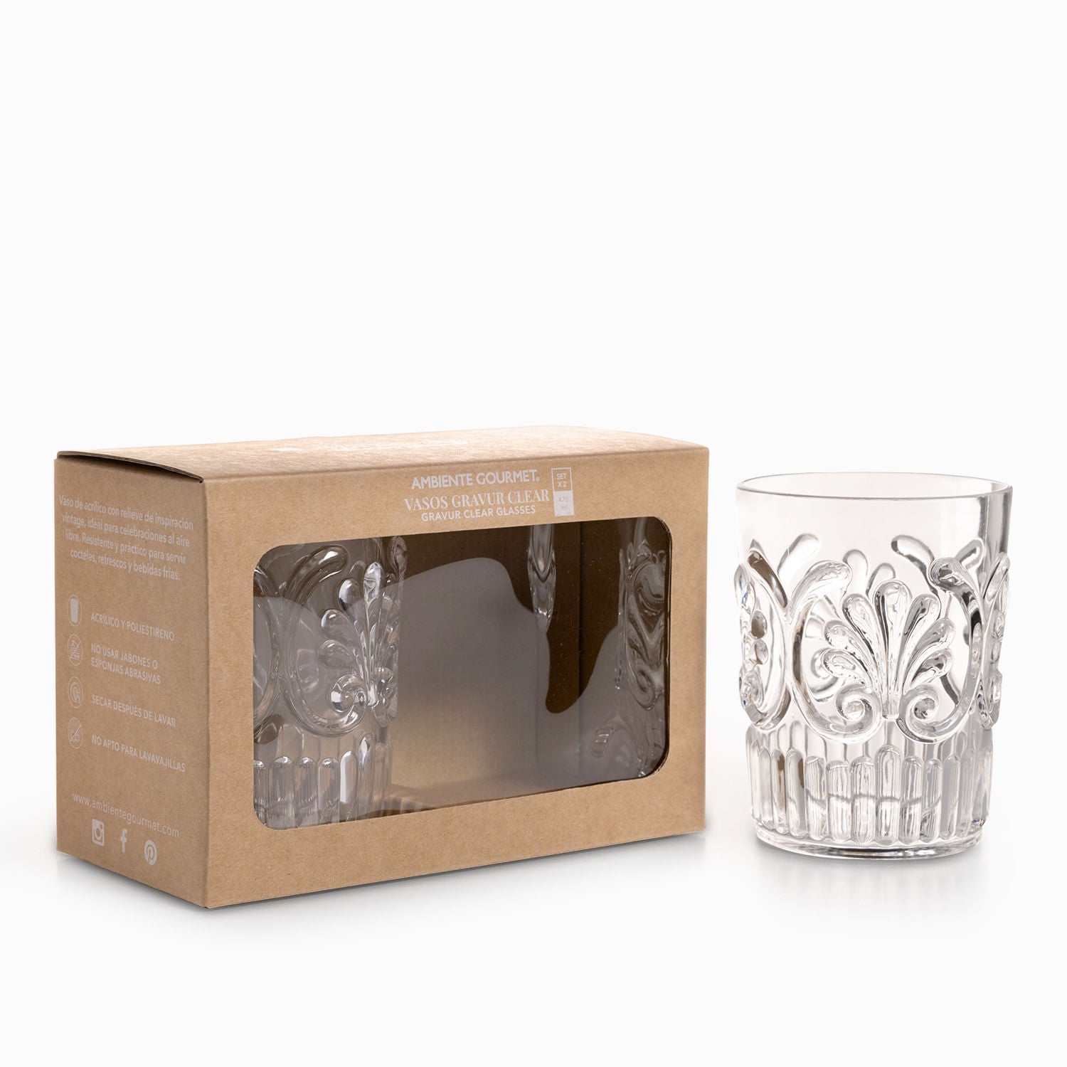 Vaso Gravur clear 470ml set x2