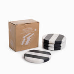 Portavasos líneas negro y blanco set x4