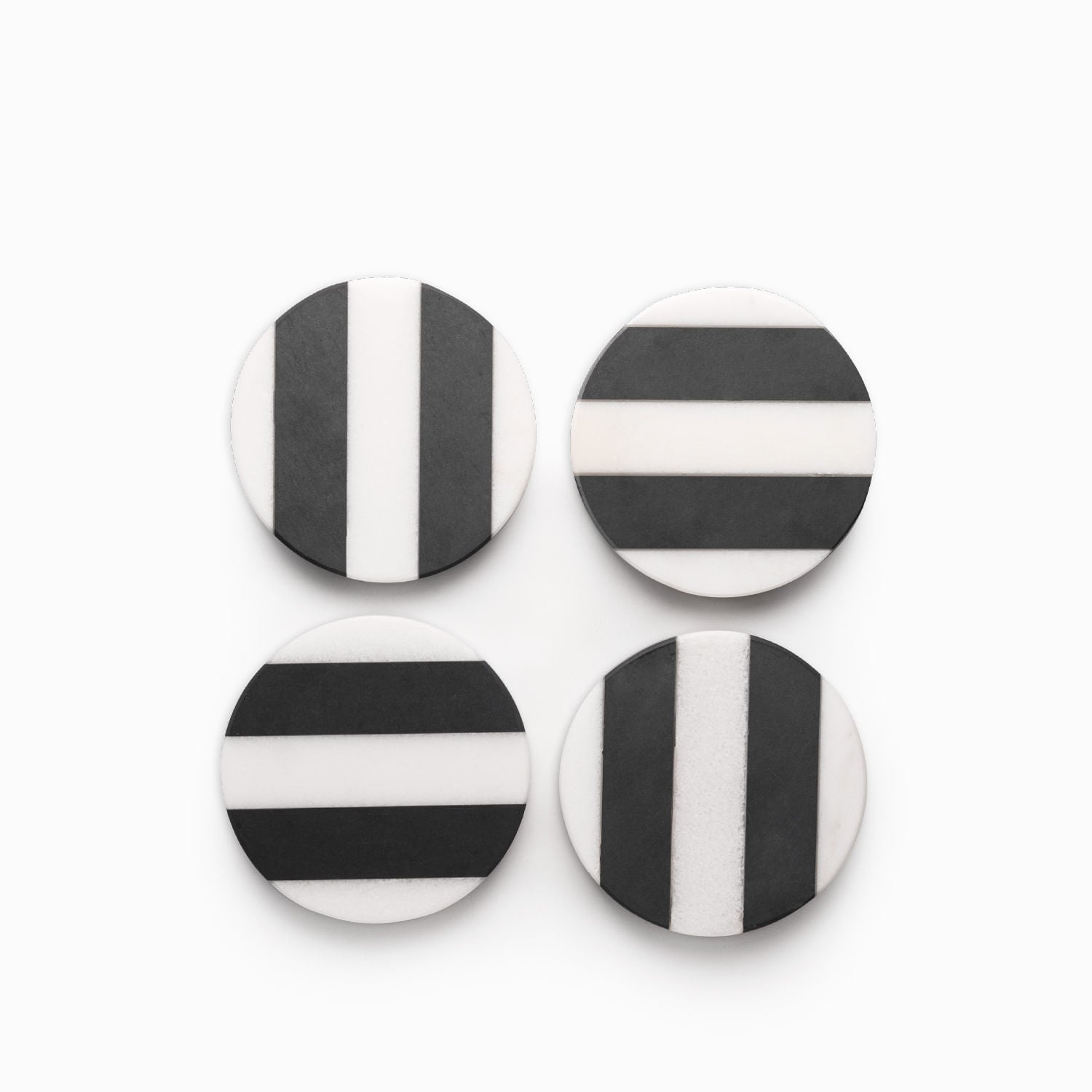 Portavasos líneas negro y blanco set x4