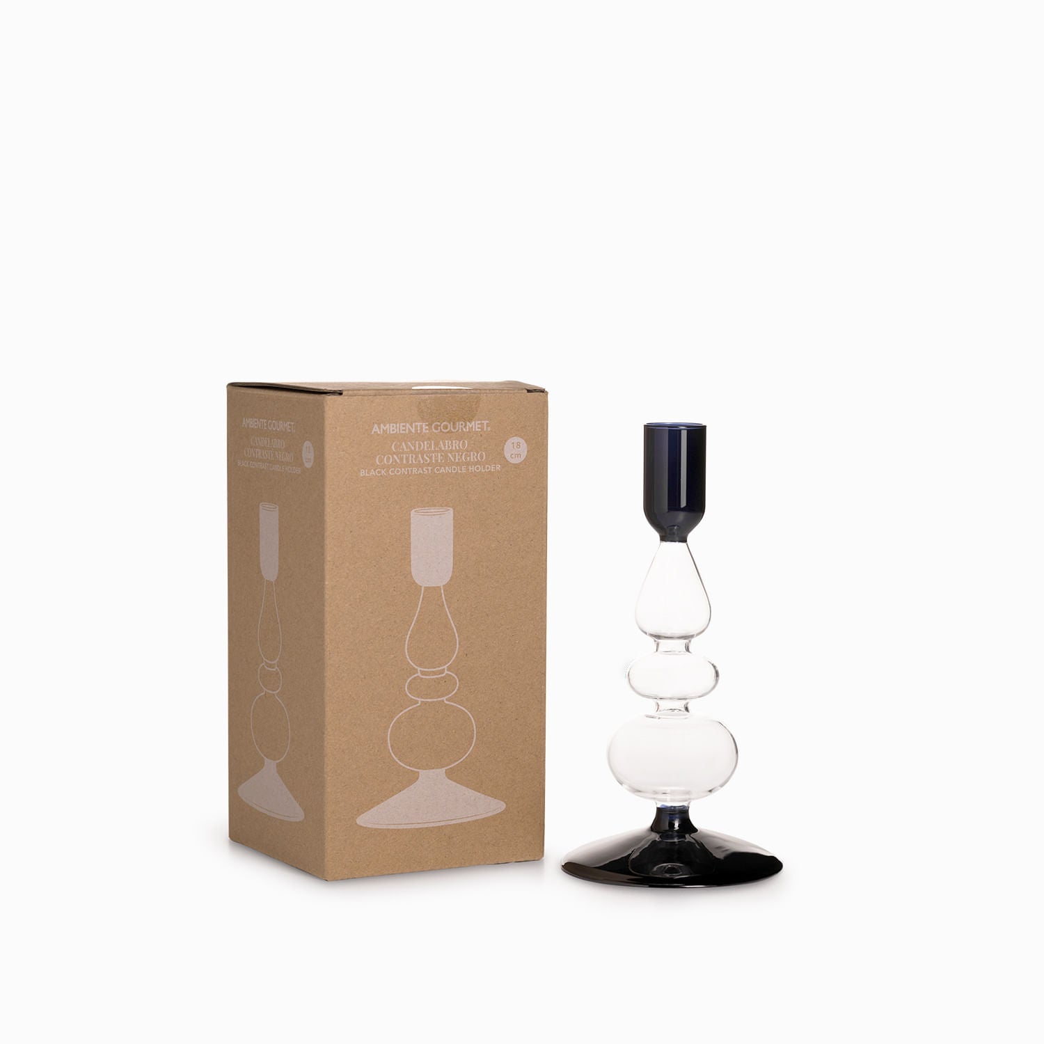 Candelabro contraste negro 18cm