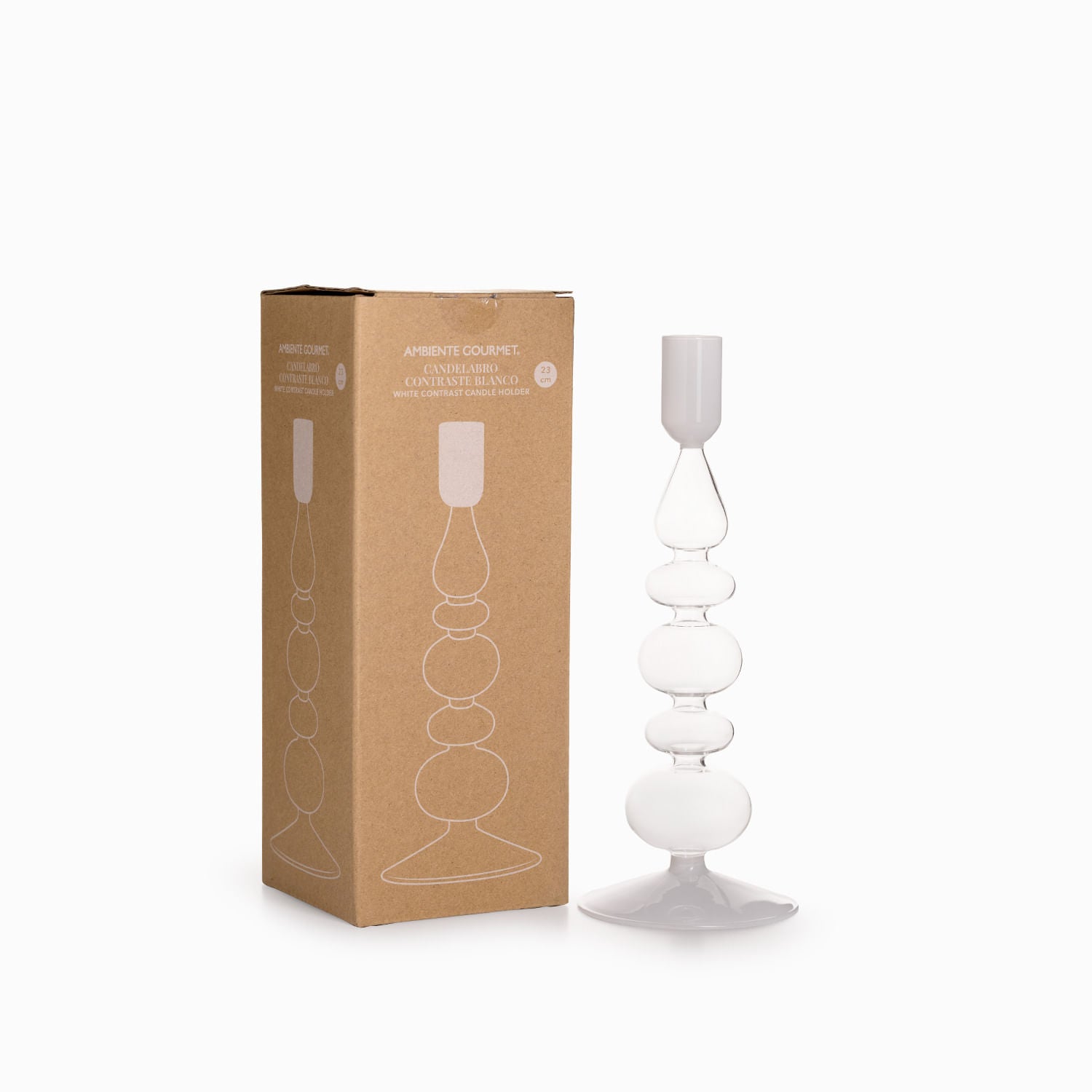 Candelabro contraste blanco 23cm
