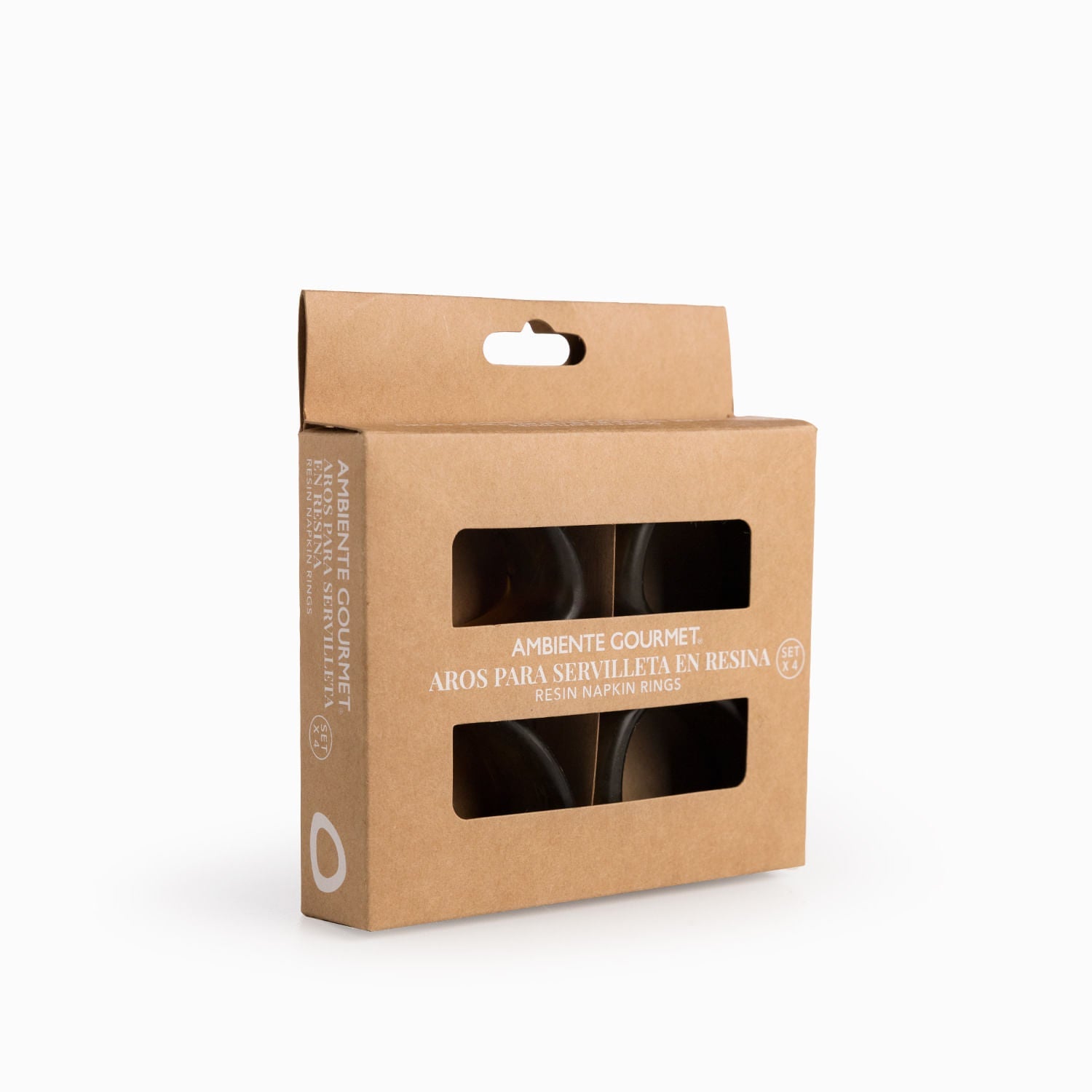 Aro para servilleta en resina café set x4 - Ambiente Gourmet México