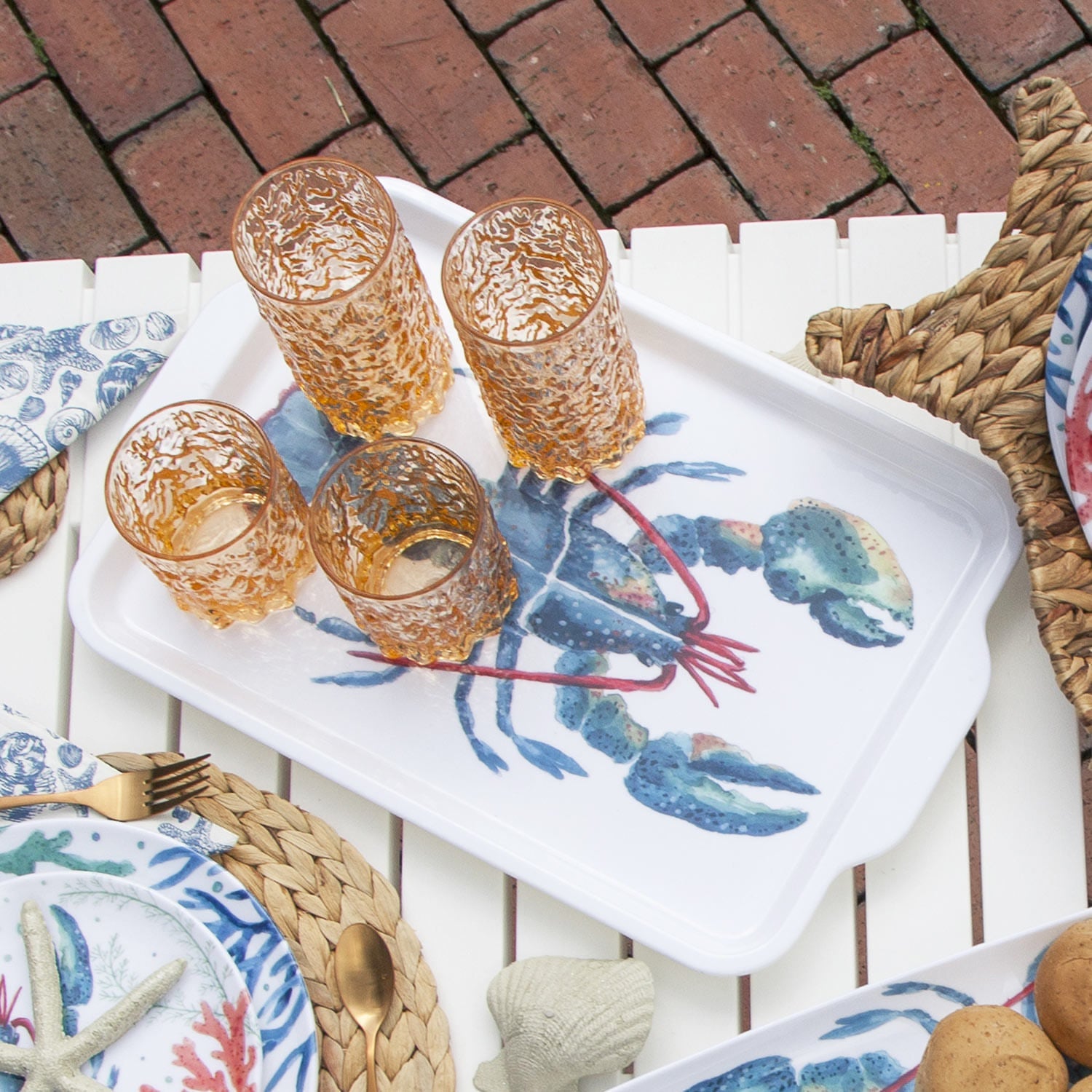 Charola corales con asas - Ambiente Gourmet México