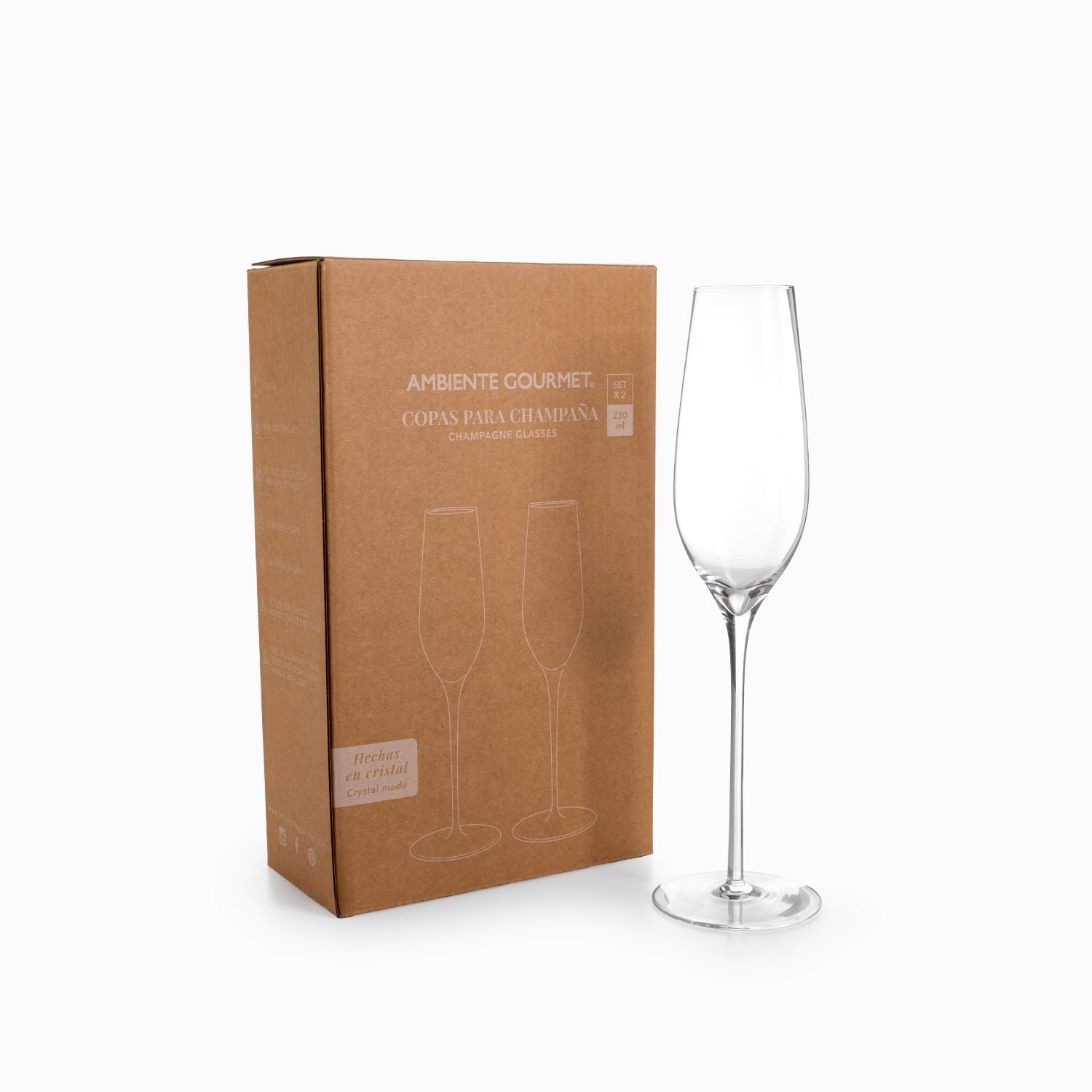 Copa champana en cristal 230 ml setx2 - Ambiente Gourmet México