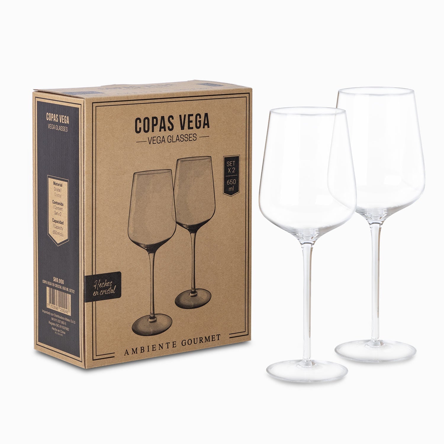 Copa vega en cristal 650 ml setx2 - Ambiente Gourmet México