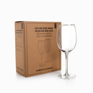 Copas vino borde dorado setx2 - Ambiente Gourmet México