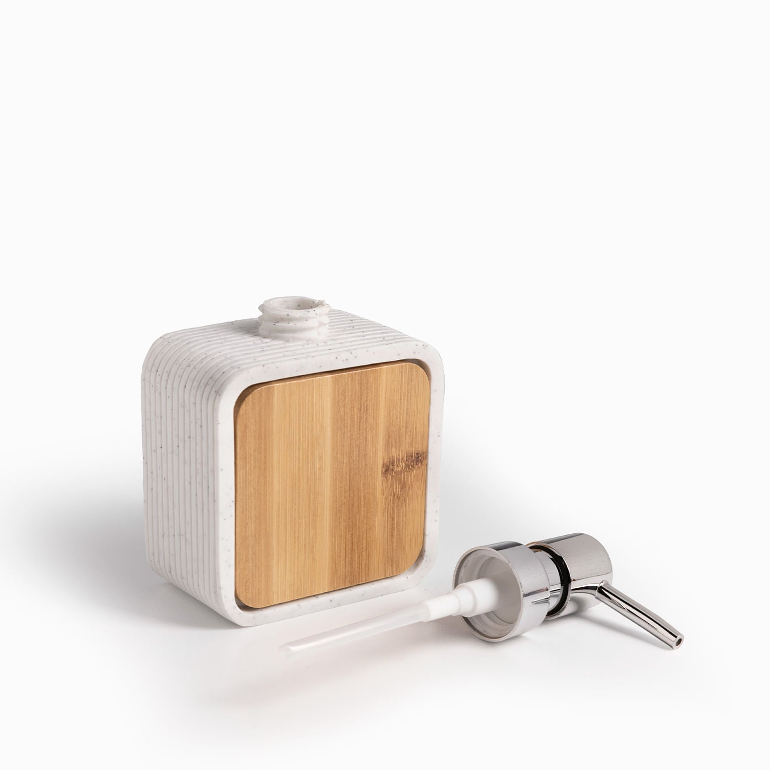 Dispensador de jabón madera y blanco - Ambiente Gourmet México