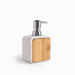 Dispensador de jabón madera y blanco
