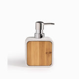 Dispensador de jabón madera y blanco