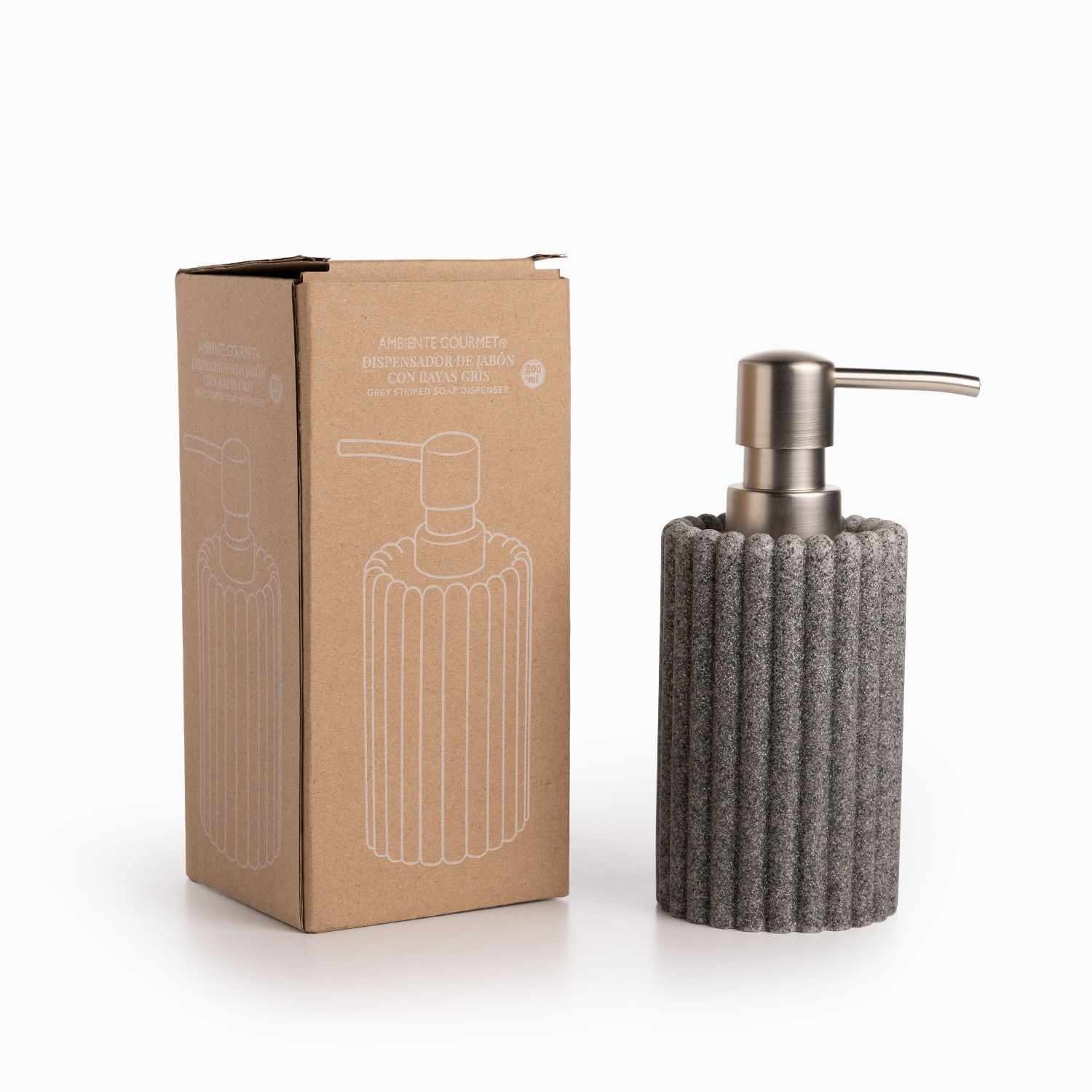 Dispensador De Jabon Rayas Gris - Ambiente Gourmet México