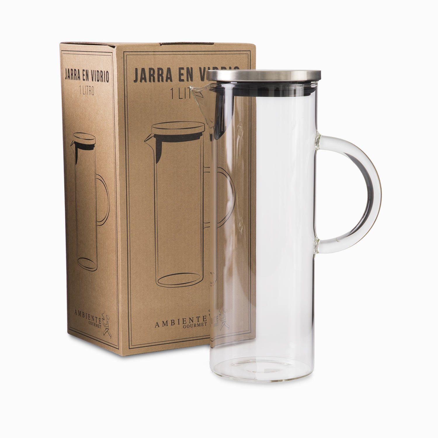 Jarra en vidrio borosilicato con tapa 1300ml - Ambiente Gourmet México