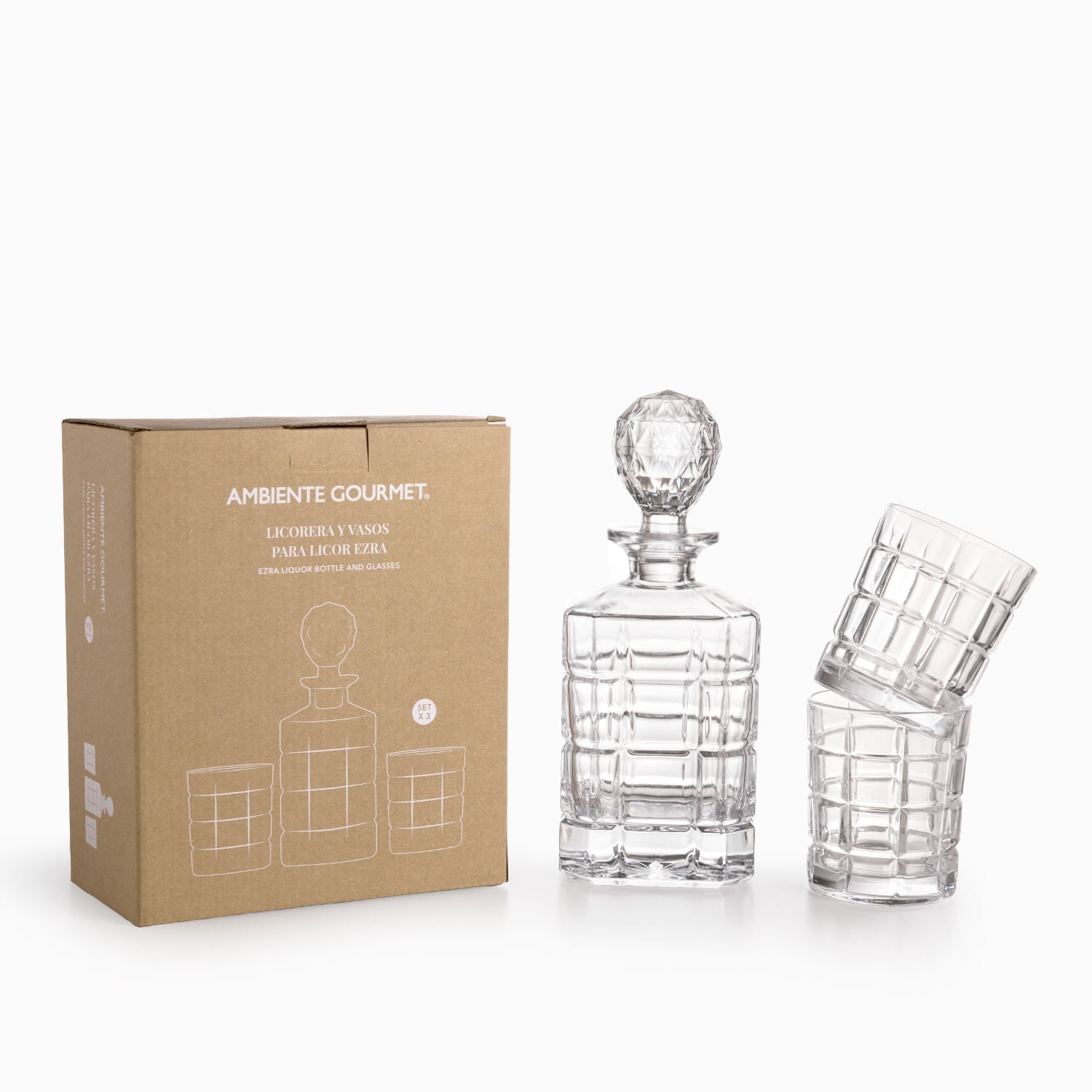 Licorera y vasos para licor ezra setx3 - Ambiente Gourmet México