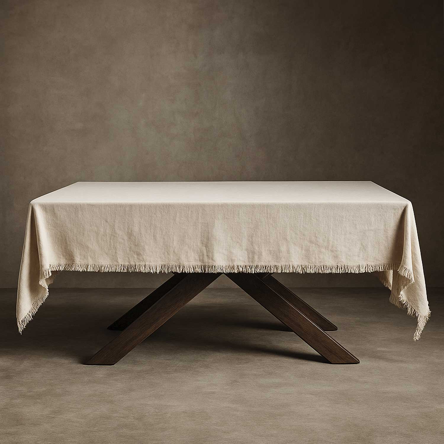 Mantel para mesa flecos beige 140x240cm