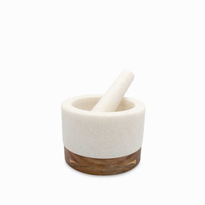 Mortero mármol base madera 14 cm - Ambiente Gourmet México