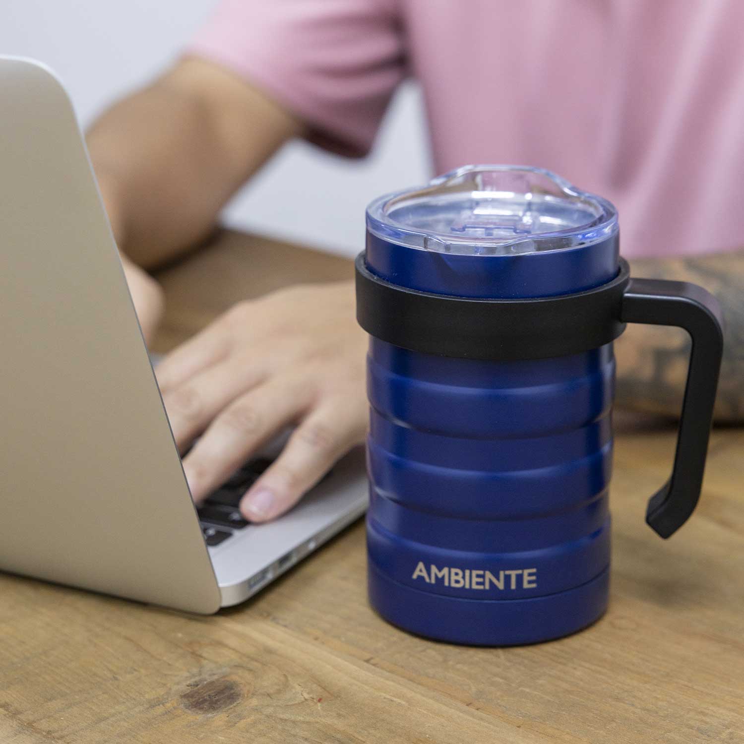 Mug doble pared acero azul oscuro 550ml - Ambiente Gourmet México