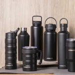 Mug doble pared en acero negro mate