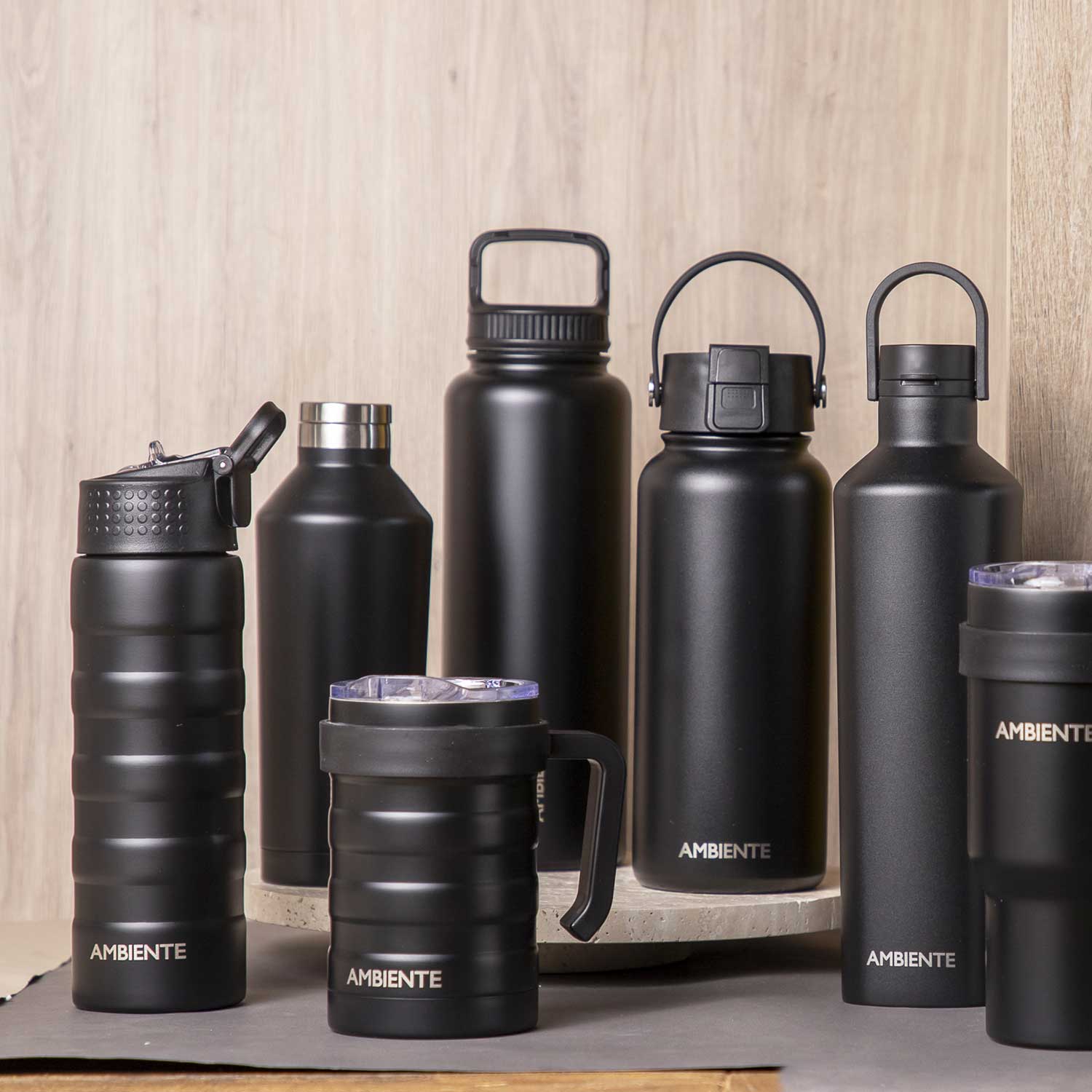 Mug doble pared en acero negro mate