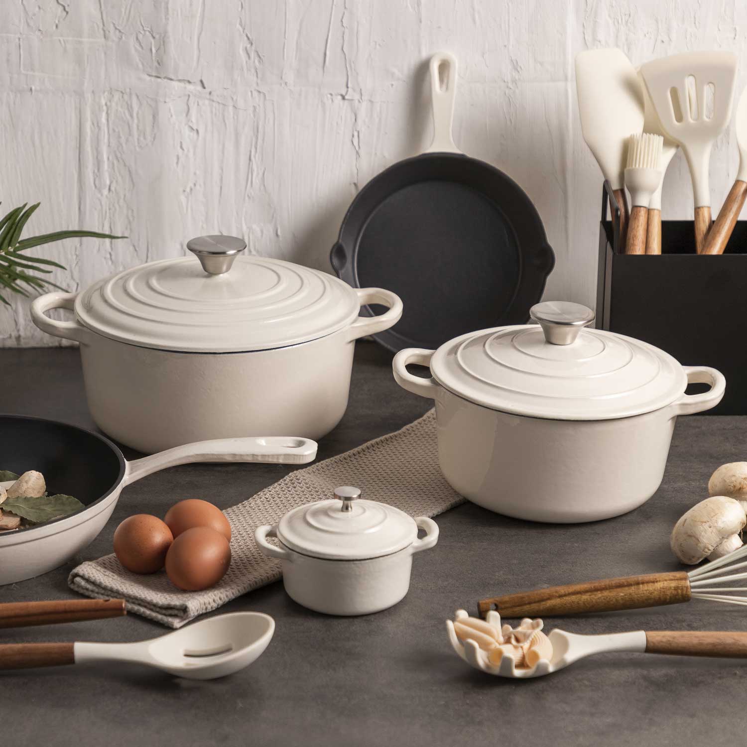 Olla blanca 24cm en hierro fundido - Ambiente Gourmet México