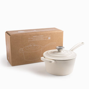 Olla blanca en hierro fundido con mango largo 19cm - Ambiente Gourmet México