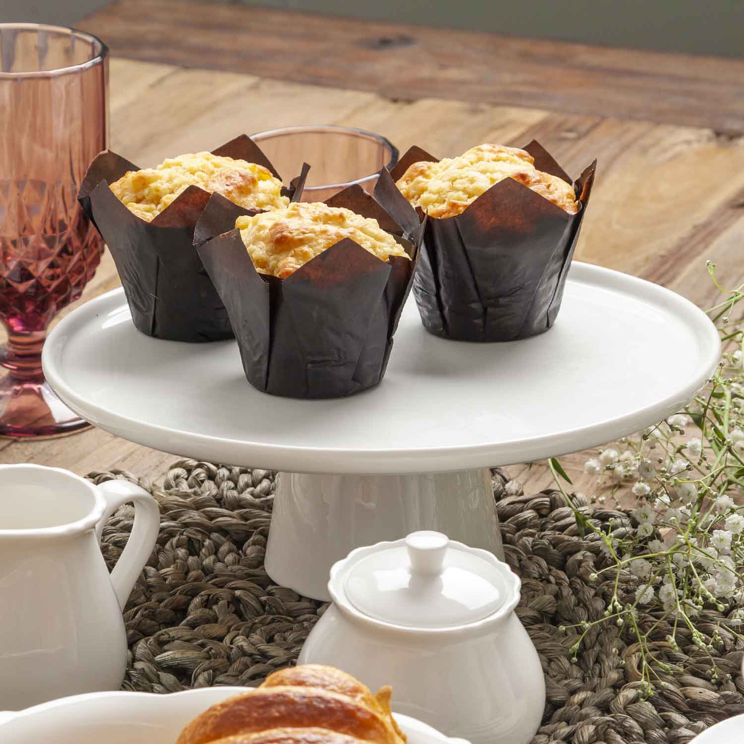 Pastelera borde liso en porcelana 26 cm - Ambiente Gourmet México