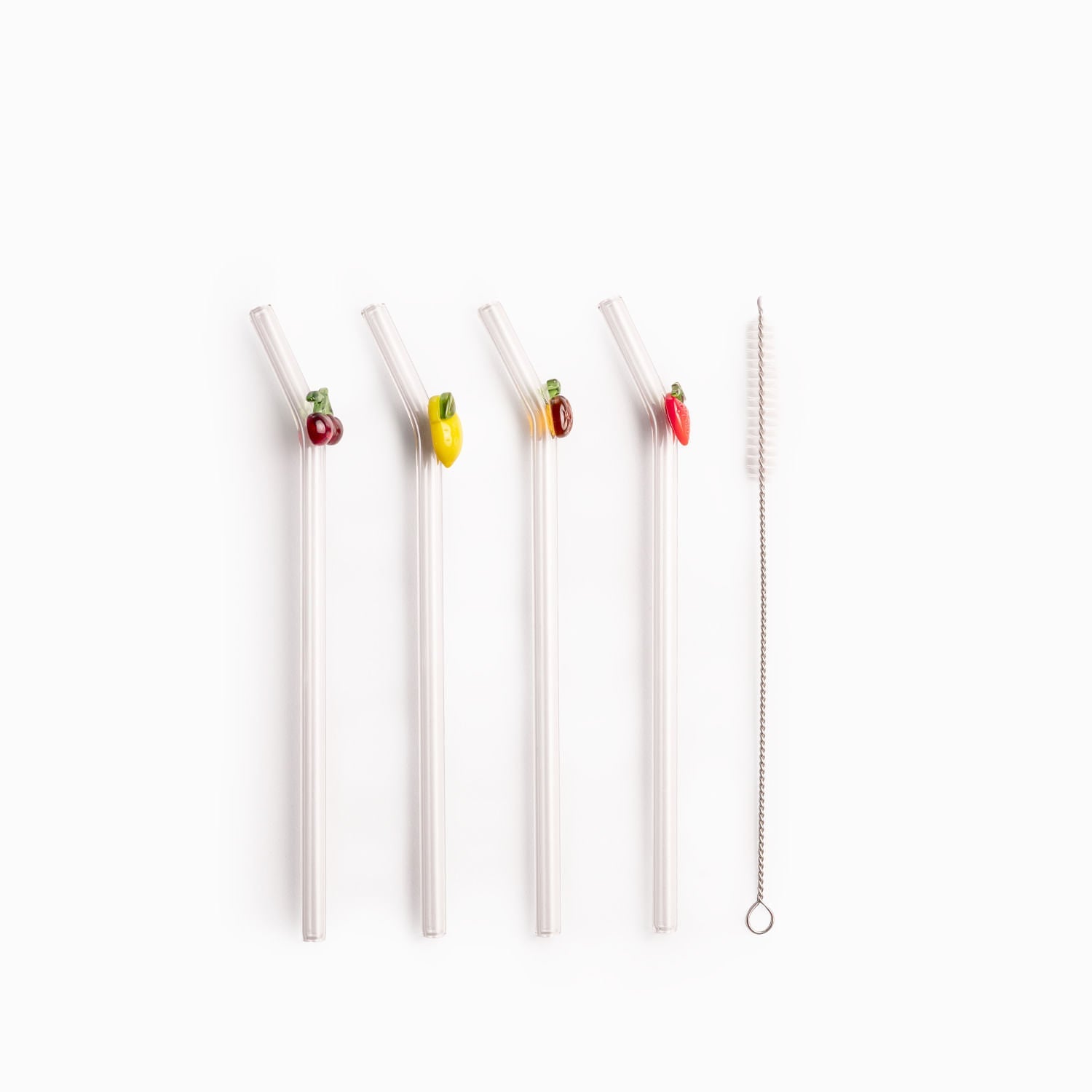 Pitillos de vidrio frutas set x4