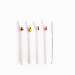 Pitillos de vidrio frutas set x4