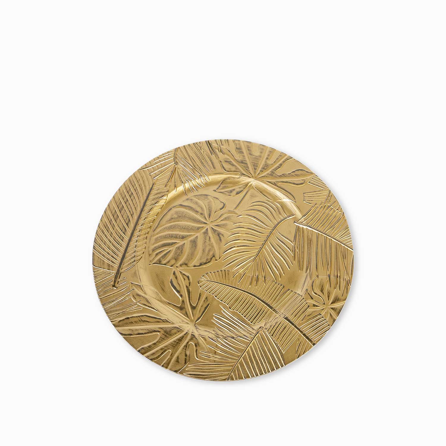 Plato base hojas dorado
