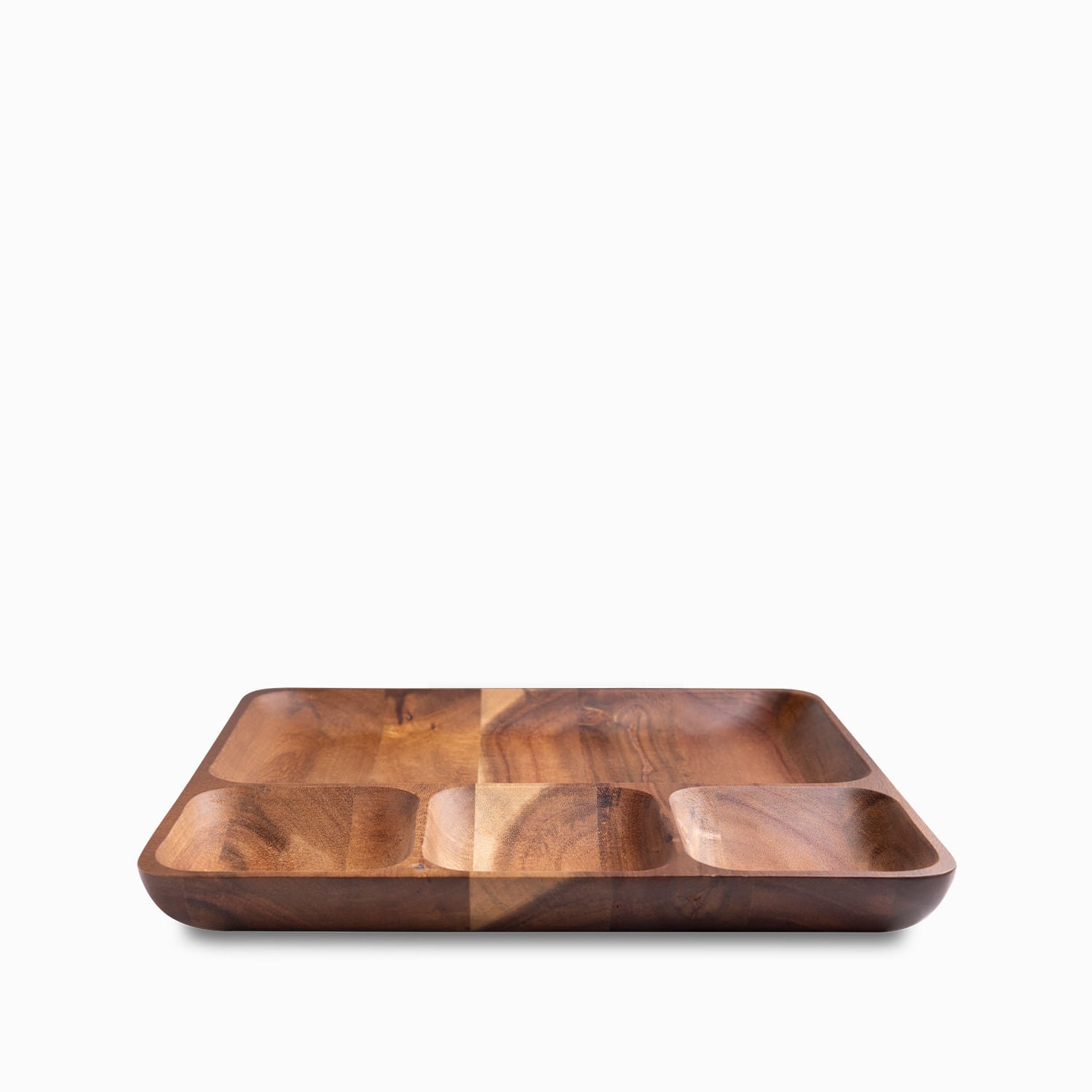 Plato Cuadrado Divisiones En Acacia 25X25Cm - Ambiente Gourmet México