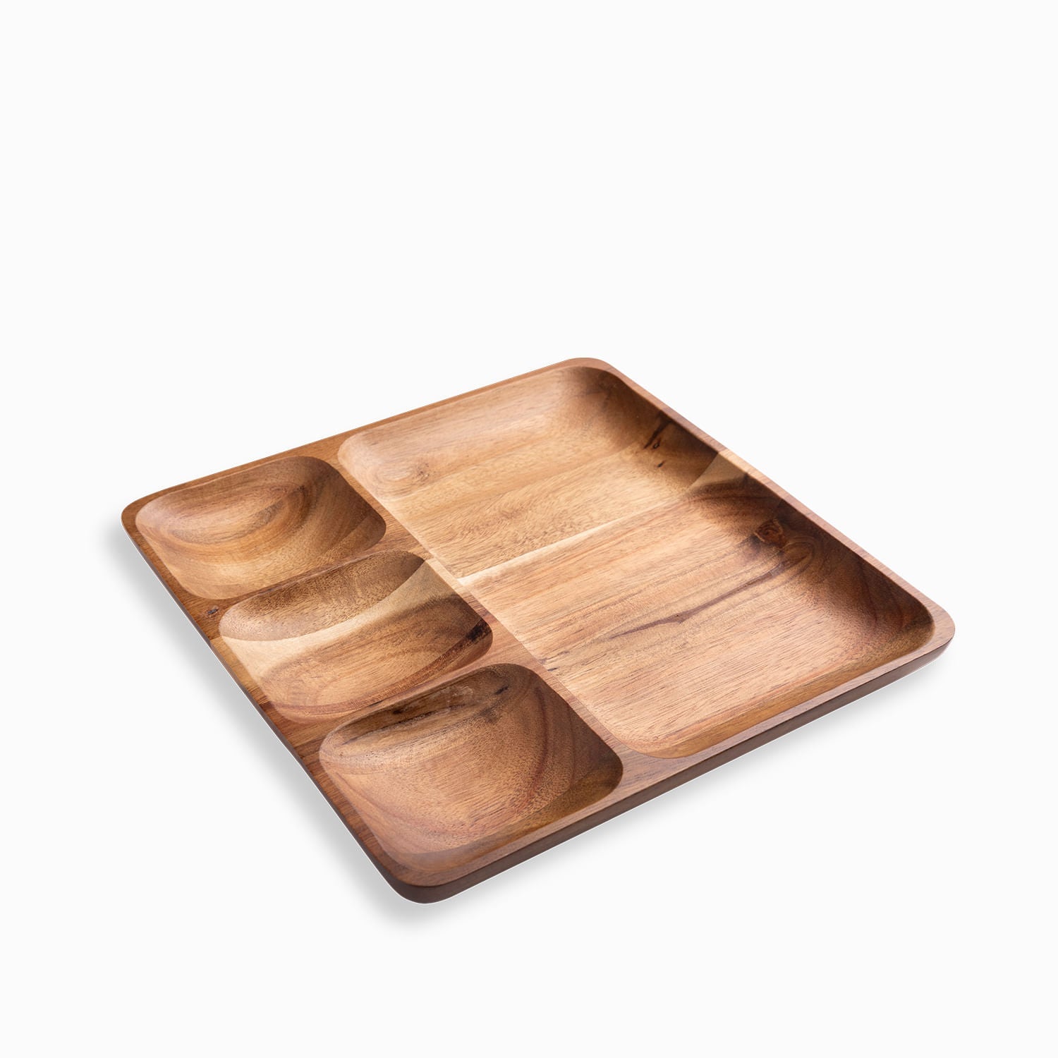 Plato Cuadrado Divisiones En Acacia 25X25Cm - Ambiente Gourmet México