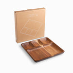 Plato Cuadrado Divisiones En Acacia 25X25Cm - Ambiente Gourmet México