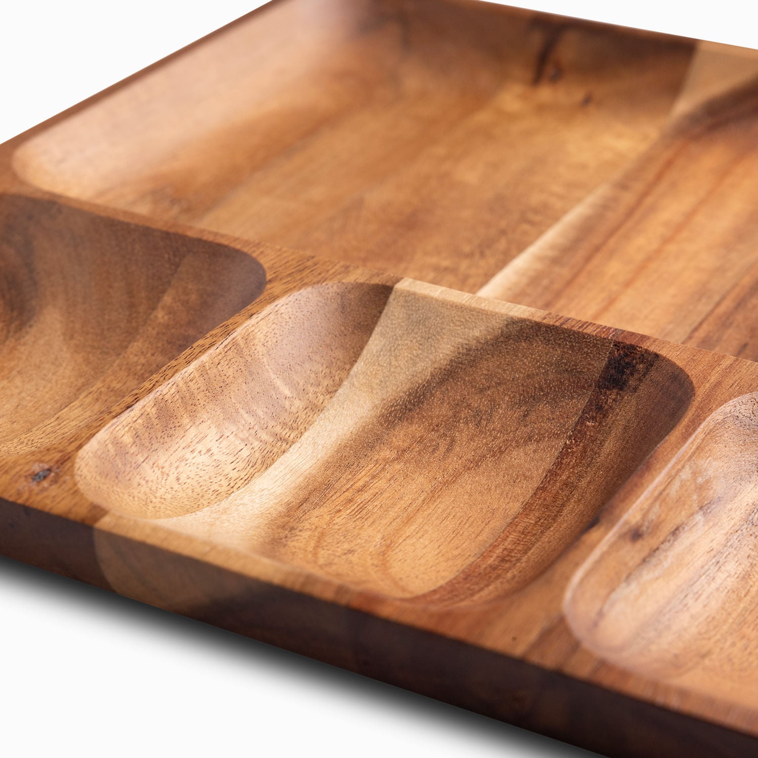 Plato Cuadrado Divisiones En Acacia 25X25Cm - Ambiente Gourmet México