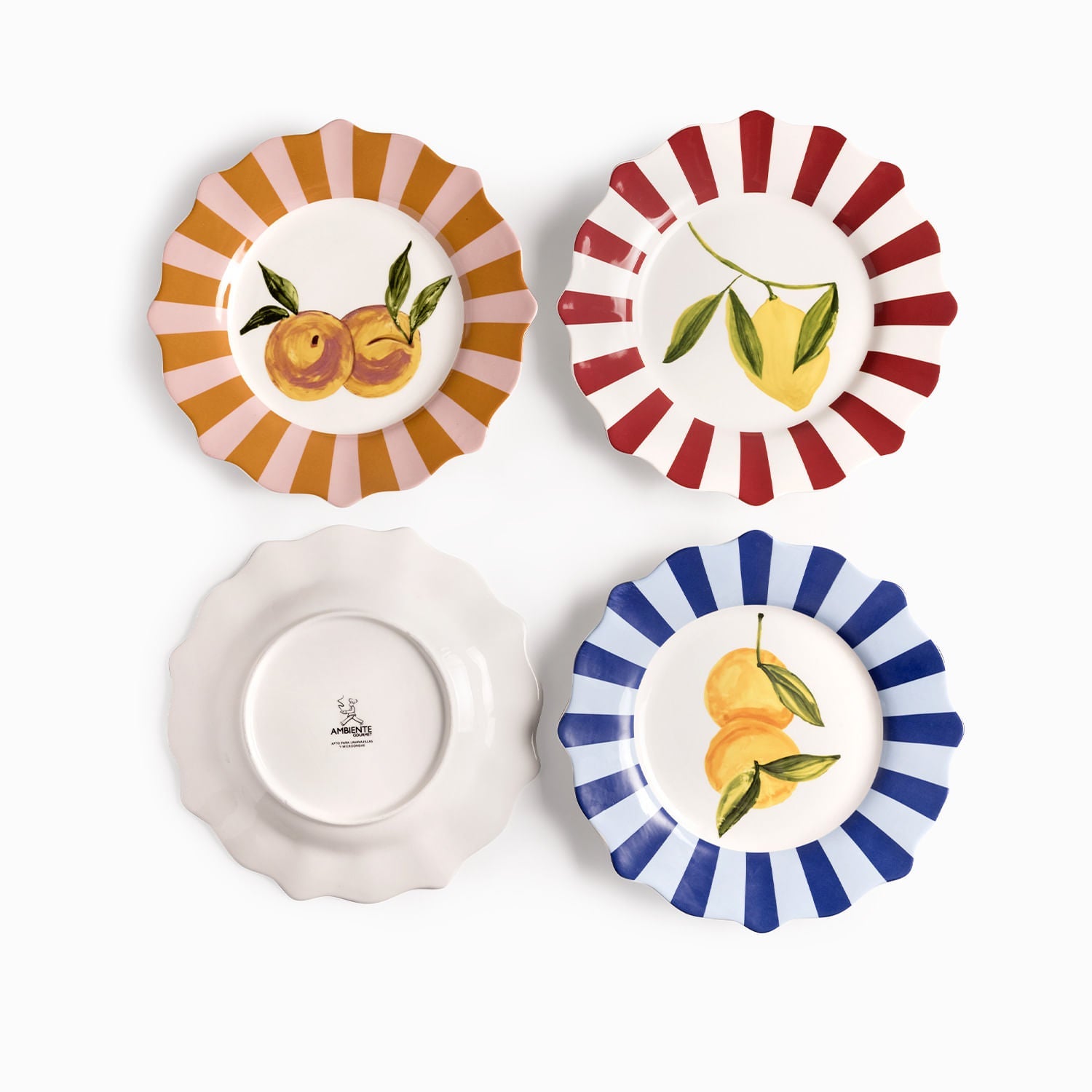 Plato principal frutas 25cm set x4 - Ambiente Gourmet México