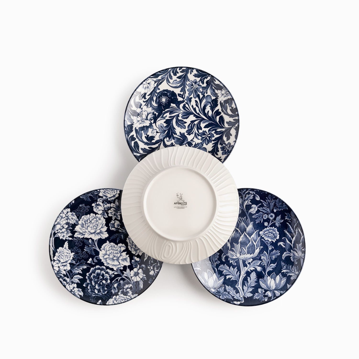 Plato principal jardín índigo 21cm set x4 - Ambiente Gourmet México