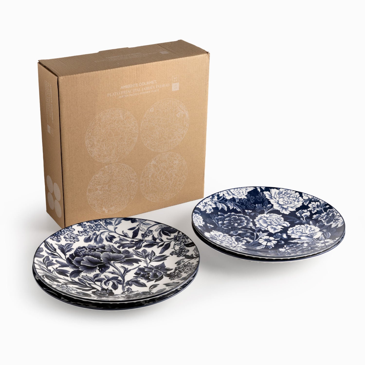 Plato principal jardín índigo 27cm set x4 - Ambiente Gourmet México