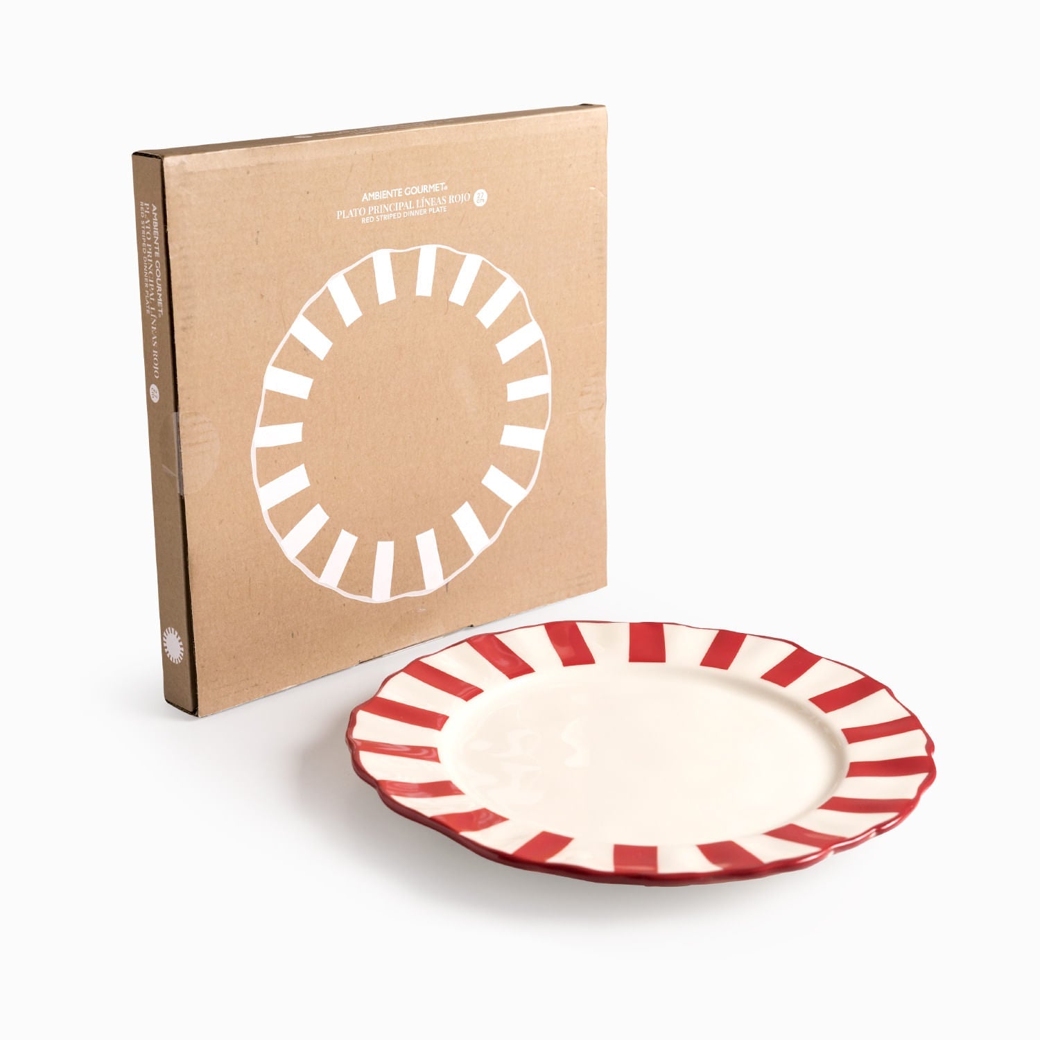 Plato principal líneas rojo 27cm - Ambiente Gourmet México