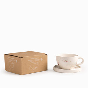 Pocillo y plato cereza 250ml - Ambiente Gourmet México